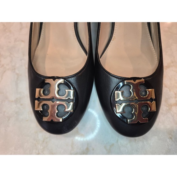 TORY BURCH "Janey"  50mm Calf Leather Pumps Women -‎ SZ 9 Black - Picture 8 of 10